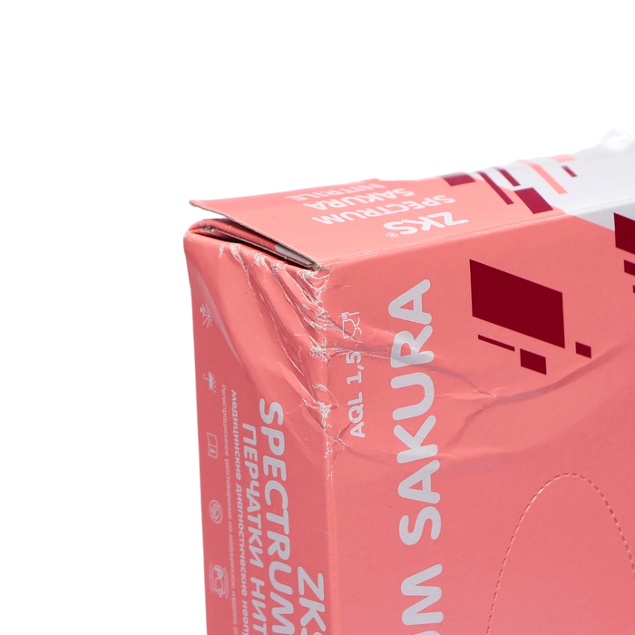 Перчатки ZKS нитриловые  Spectrum Sacura  розовые 3,2 гр L  50 пар/уп