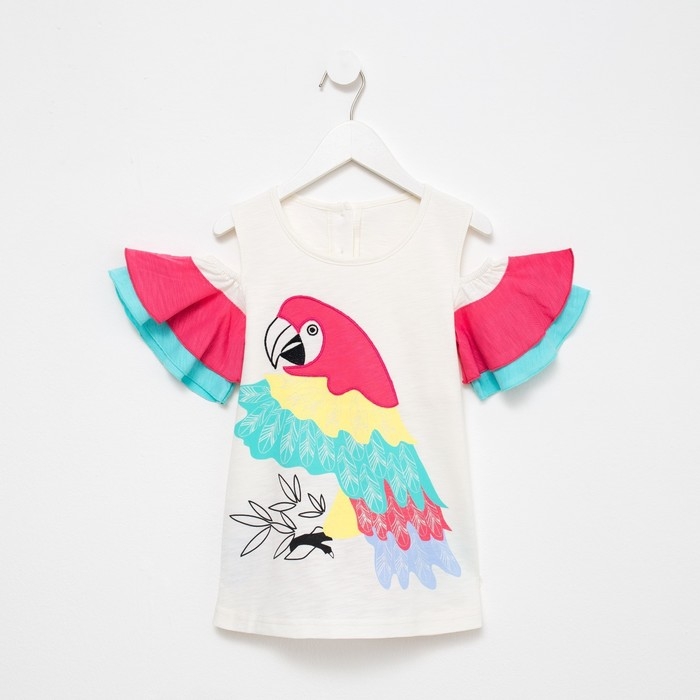 Футболка для девочки, цвет бежевый/коралловый, рост 104 см