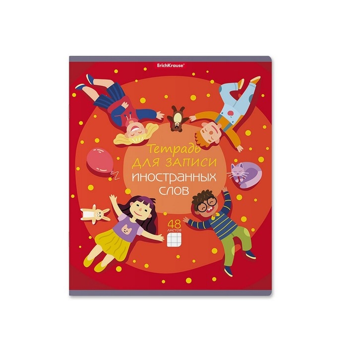 Тетрадь для записи иностранных слов, 48 листов в клетку ErichKrause Friendship, три столбца: слово, транскрипция, перевод, МИКС