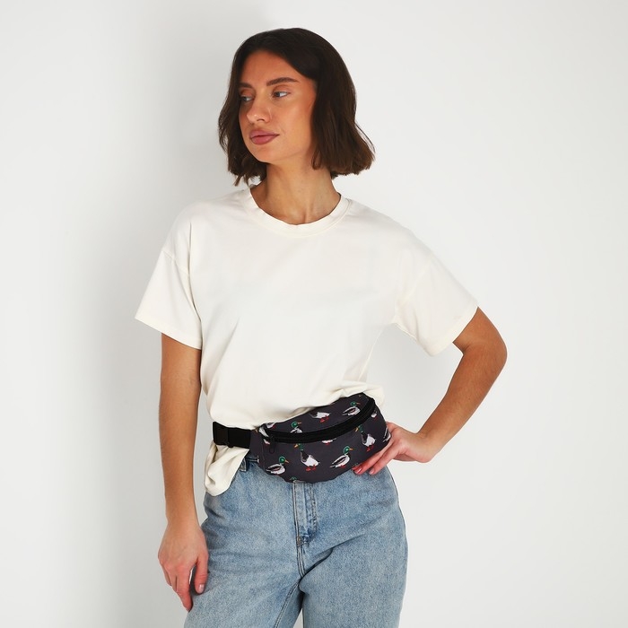 Сумка поясная Утки, 32х8х15 см, отд на молнии, цвет серо-зелёный Сумка поясная Утки, 32х8х15 см, отд на молнии, цвет серо-зелёный