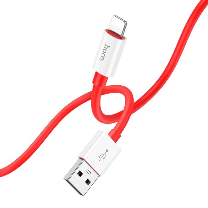 Кабель Hoco X87, Lightning - USB, 2.4 А, 1 м, оплётка силикон, красный Кабель Hoco X87, Lightning - USB, 2.4 А, 1 м, оплётка силикон, красный