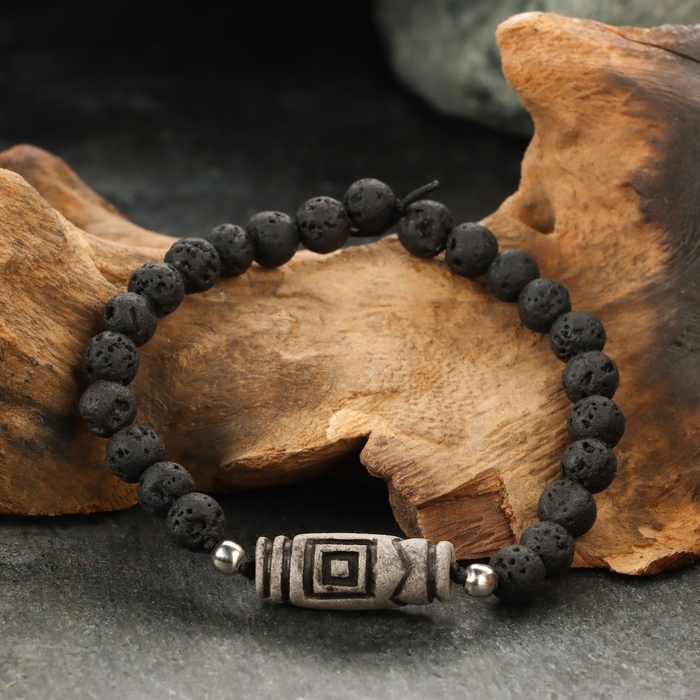 Браслет из лавы с бусиной Дзи &laquo;Четыре благодати&raquo; №2