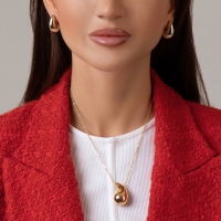 Гарнитур 2 предмета: серьги, кулон &laquo;Капля&raquo;, цвет золото, 40 см