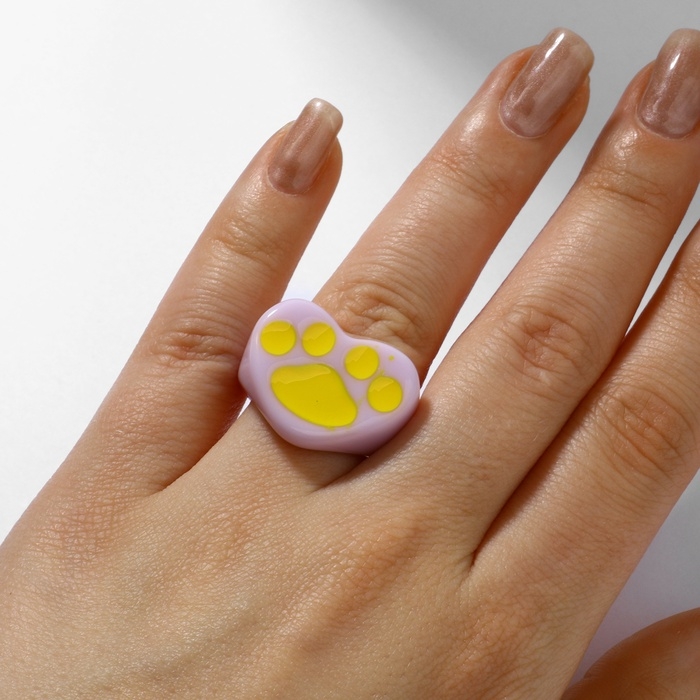 Кольцо Кольцо "Лапка", цвет сиренево-жёлтый, безразмерное