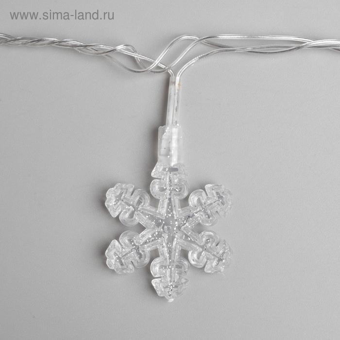 Гирлянда &laquo;Нить&raquo; 5 м с насадками &laquo;Снежинки&raquo;, IP20, прозрачная нить, 20 LED, свечение мульти (RG/RB), мигание, 220 В