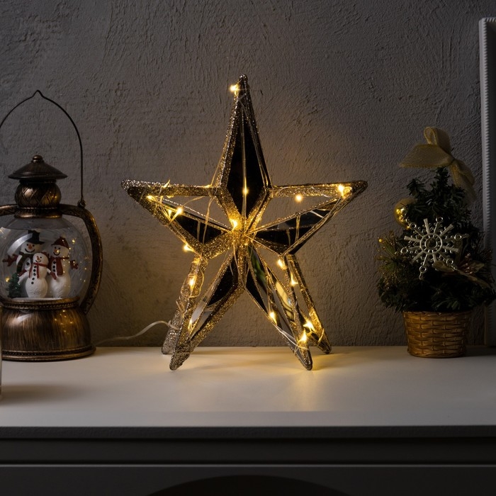 Светодиодная фигура «Звезда» 28 см, металл, батарейки АААх3 (не в комплекте), свечение тёплое белое Светодиодная фигура «Звезда» 28 см, металл, батарейки АААх3 (не в комплекте), свечение тёплое белое