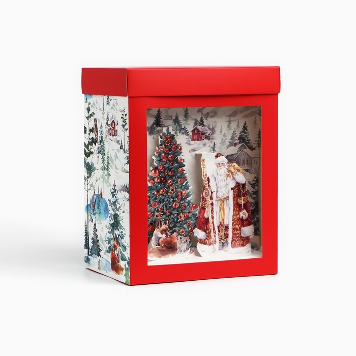 Подарочная коробка новогодняя складная с 3D эффектом &laquo;Новогодняя акварель&raquo;, 18 х 23 х 14см, Новый год