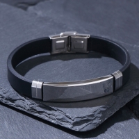 Браслет унисекс &laquo;Стиль&raquo; плавность, цвет чёрный с серебром, 20,5 см