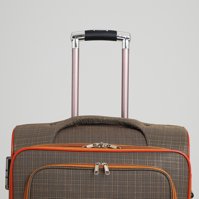 Чемодан большой 95 л (L), отдел на молнии, с расширением, кодовый замок, 3 колеса, 2 наружных кармана, цвет коричневый