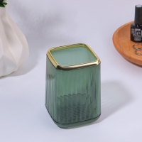 Органайзер - подставка для хранения маникюрных/косметических принадлежностей &laquo;GREEN&raquo;, 11 &times; 8,2 &times; 8,2 см, цвет полупрозрачный/зелёный/золотистый