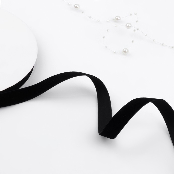 Лента бархатная, 15 мм, 18 ± 1 м, цвет чёрный №03 Лента бархатная, 15 мм, 18 ± 1 м, цвет чёрный №03