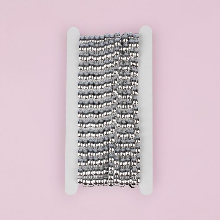 Тесьма металлизированная &laquo;Прямоугольник&raquo;, 8 &times; 5 мм, 4,5 &plusmn; 0,5 м, цвет серебряный