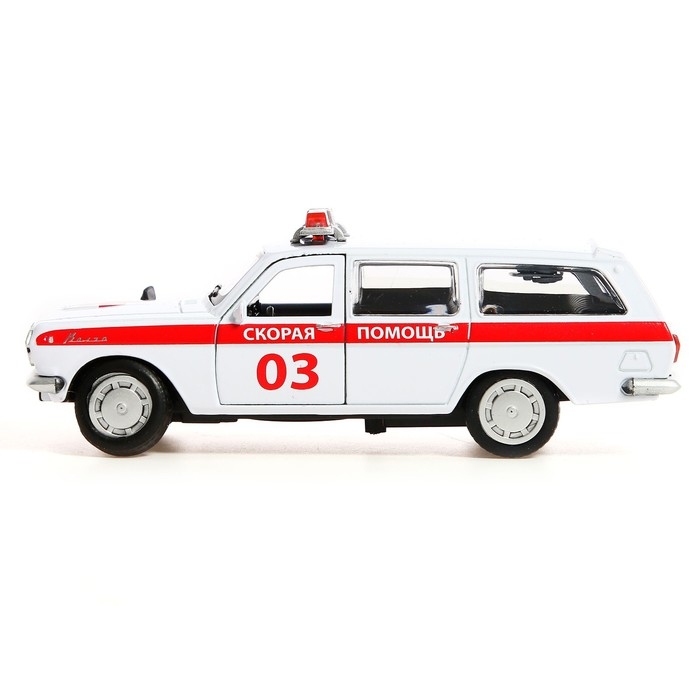 Машина металлическая ГАЗ-2402 &laquo;Волга скорая&raquo;, 12 см, открываются двери и багажник, цвет белый