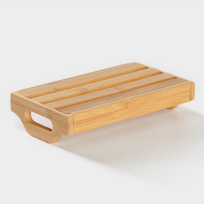 Ёмкости для соусов фарфоровые на подставке из бамбука BellaTenero, 3 предмета: 2 соусника 420 мл, подставка 17&times;7,2&times;17 см, цвет белый