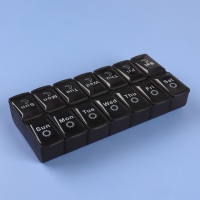 Таблетница - органайзер «Неделька», со съёмными ячейками, английские буквы, утро/вечер, 7 контейнеров по 2 ячейки, цвет чёрный Таблетница - органайзер «Неделька», со съёмными ячейками, английские буквы, утро/вечер, 7 контейнеров по 2 ячейки, цвет чёрный