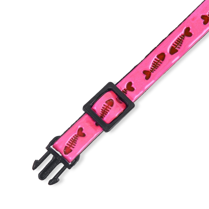 Ошейник кошачий со светоотражающим покрытием "Рыбки", 30 х 1 см, розовый