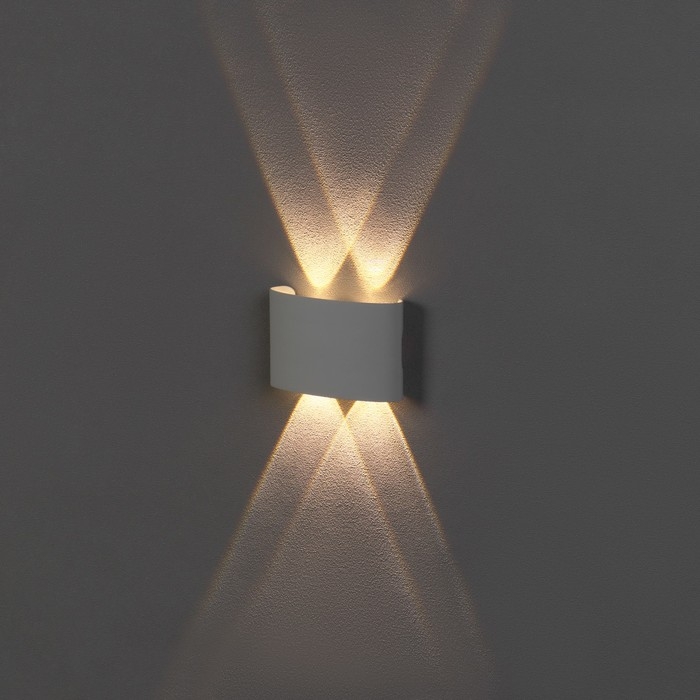 Светильник фасадный &laquo;Полусфера&raquo;, FSD-009, 4Вт, 3000К, 2 луча, IP65, 220В, металл, белый