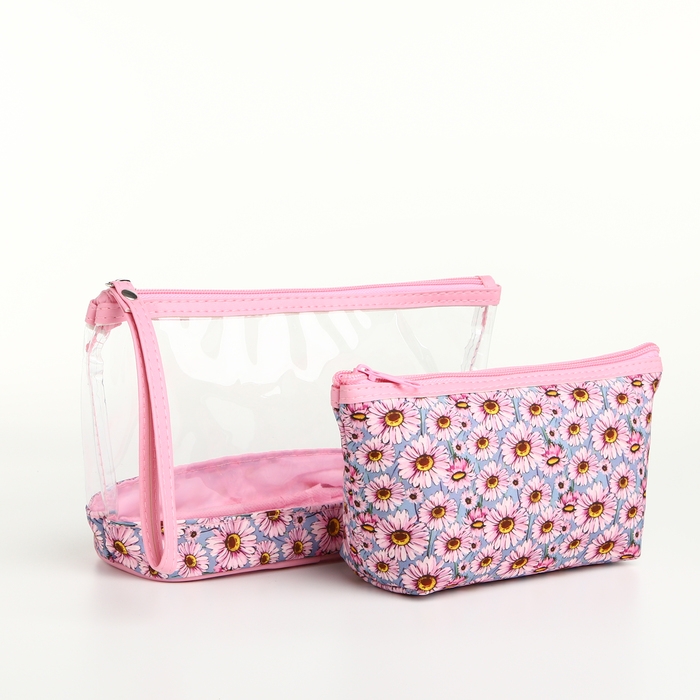 Набор косметичек 2 в 1 на молнии, цвет розовый Набор косметичек 2 в 1 на молнии, цвет розовый