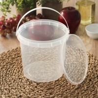 Ведро пластиковое одноразовое с крышкой &laquo;Для солений&raquo;, 1,5 л, d=14 см, прозрачное, 226 шт/уп.