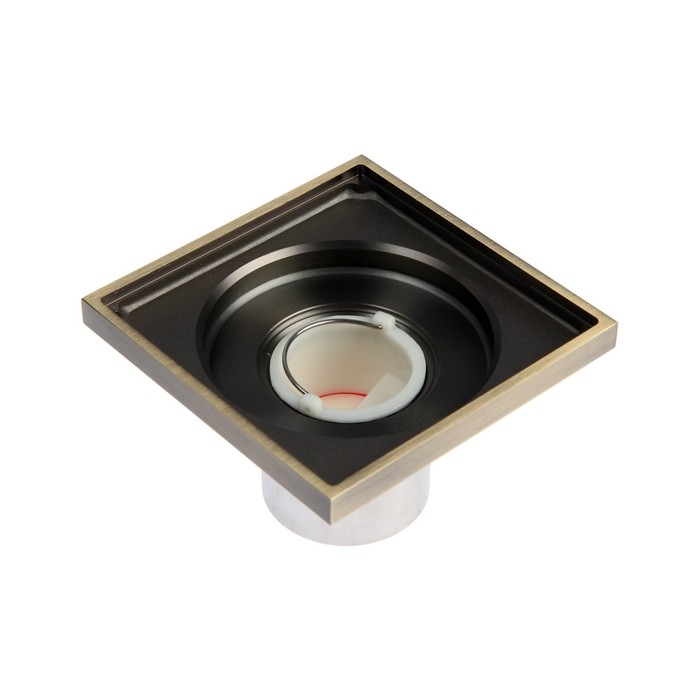 Трап AFLORN AF10810C-10, d=50мм, вертикальный, 100х100мм, латунь, с рисунком,античная бронза Трап AFLORN AF10810C-10, d=50мм, вертикальный, 100х100мм, латунь, с рисунком,античная бронза