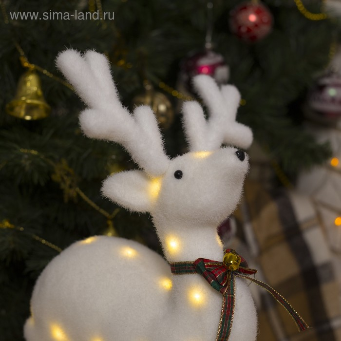 Светодиодная фигура «Олень» 25 × 29 × 13 см, флок, батарейки CR2032х2 (в комплекте), свечение тёплое белое Светодиодная фигура «Олень» 25 × 29 × 13 см, флок, батарейки CR2032х2 (в комплекте), свечение тёплое белое