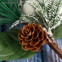 Декор "Зимнее очарование" белое яблоко шишки хвоя, 21 см Декор "Зимнее очарование" белое яблоко шишки хвоя, 21 см