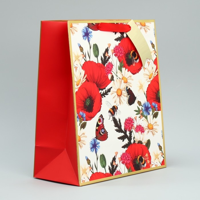 Пакет подарочный, упаковка, &laquo;Яркий букет&raquo;, 30.5 х 25.4 х 12.7 см