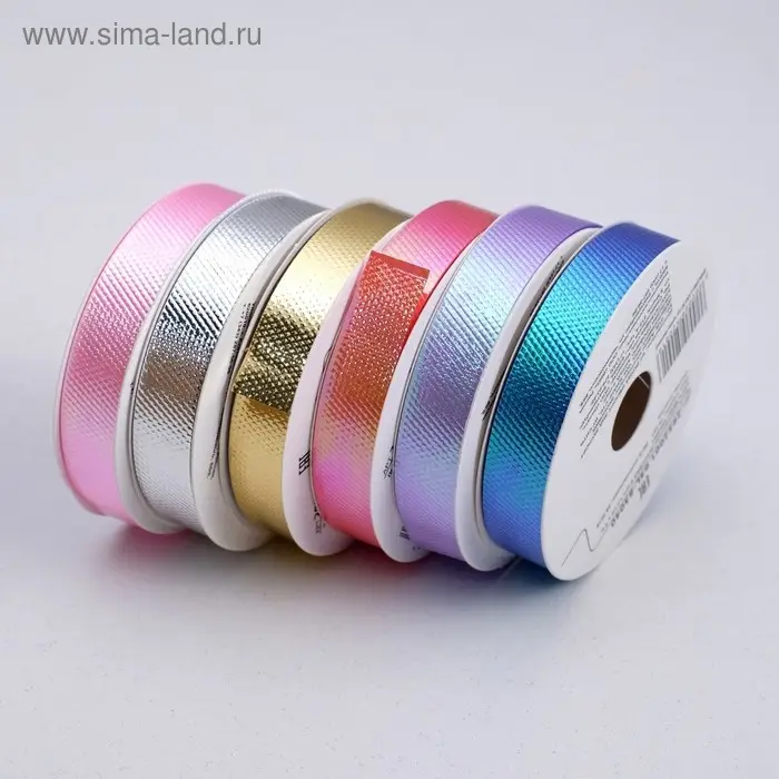 Лента упаковочная для декора и подарков, набор 6 шт., 1.2 см &times; 5 м