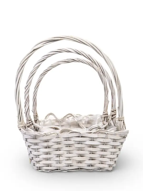 Набор корзин 3 шт, 39х20х14, 26х17х13, 21х13х11  лоза белый