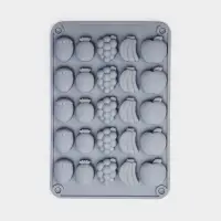 Форма для мармелада Доляна &laquo;Фрукты&raquo;, силикон, 21,3&times;14,4&times;1,5 см, 25 ячеек (3&times;2 см), цвет серый