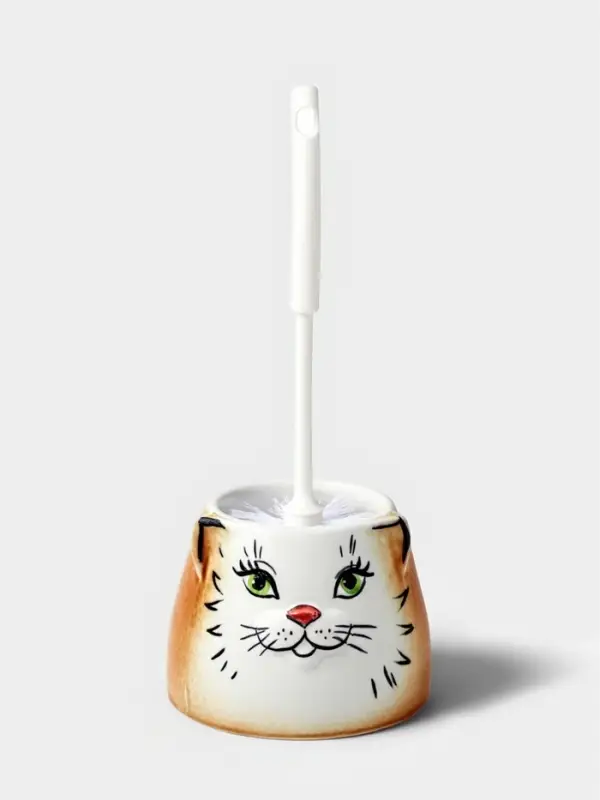 Ёршик для унитаза с подставкой &laquo;Кошка&raquo;, фарфор, МИКС
