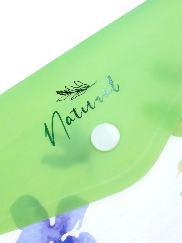 Папка-конверт C6 Hatber "NATURAL BLUE FLOWERS", на кнопке, пластик 180мкм, текстур с печат