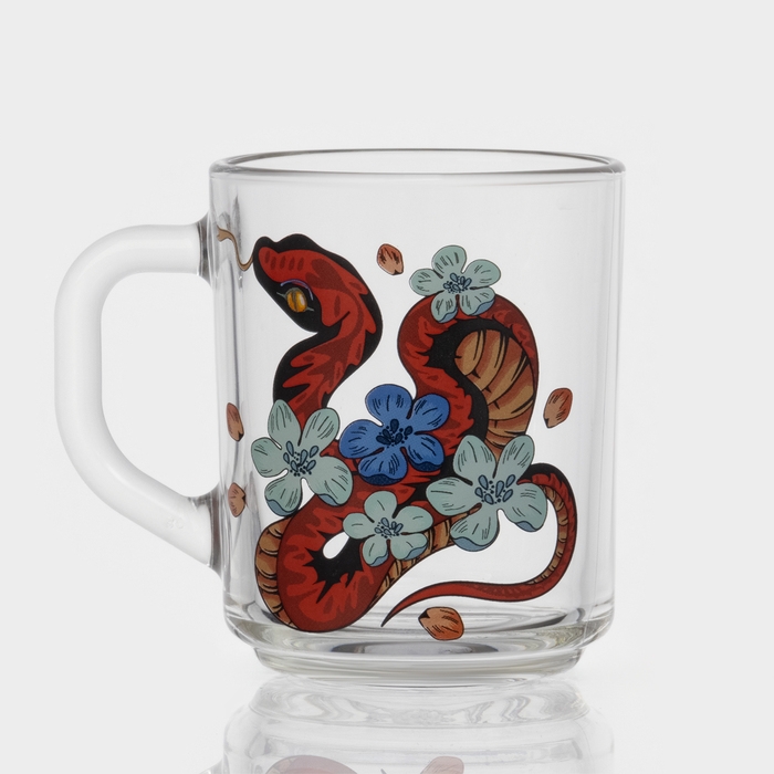 Кружка стеклянная чайная &laquo;Цветы и змеи&raquo;, 200 мл, МИКС