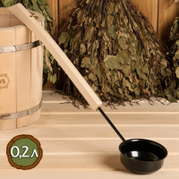 Ковш-черпак 0,2 л, с деревянной ручкой, черный