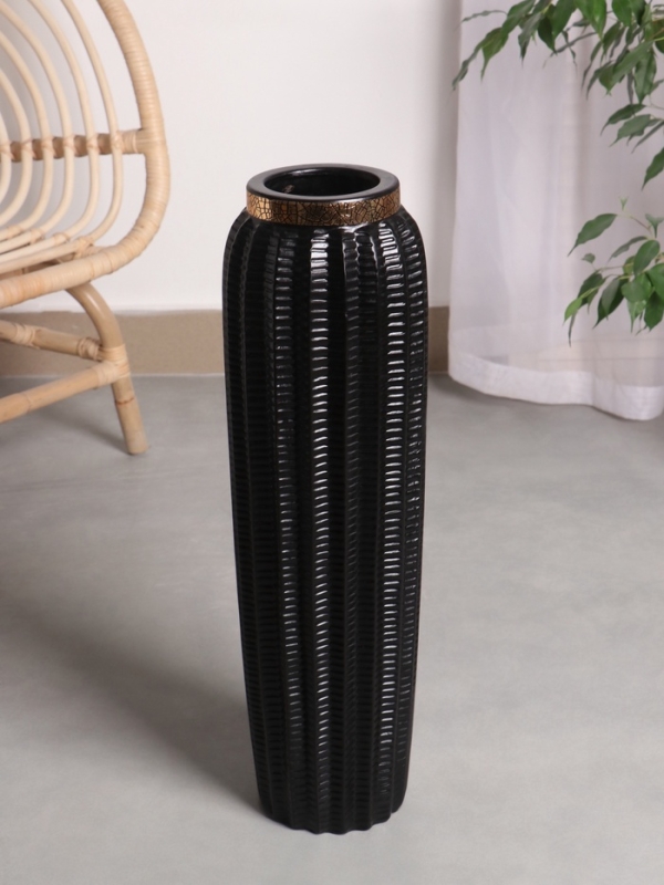 Ваза керамика напольная "Хейден" 59х14 см, чёрный