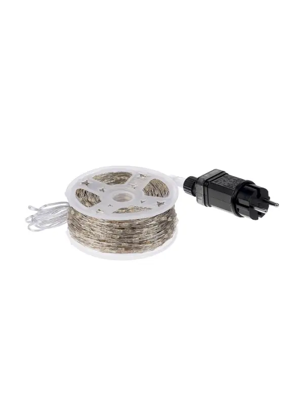 Гирлянда &laquo;Нить&raquo; 200 м роса, IP44, серебристая нить. 2000 LED, пульт, 36 В, свечение тёплое белое