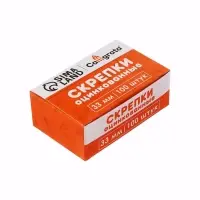 Скрепки 33мм оцинкованные в картонной коробке 100 штук, загнутые