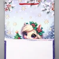 Пакет подарочный новогодний ламинированный, &laquo;Единорог&raquo; , 26&times;12&times;32 см