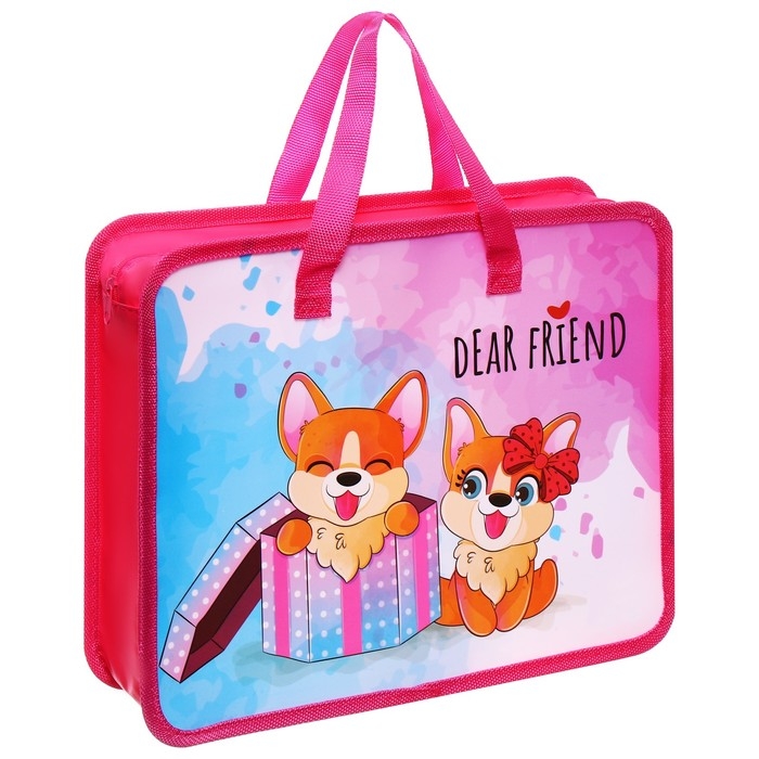 Папка с ручками пластиковая А4 Calligrata "Собачки", 32,2х25,6х7 см,