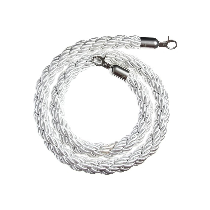 Канат плетеный оградительный 1.5м, cеребрянный наконечник, белый