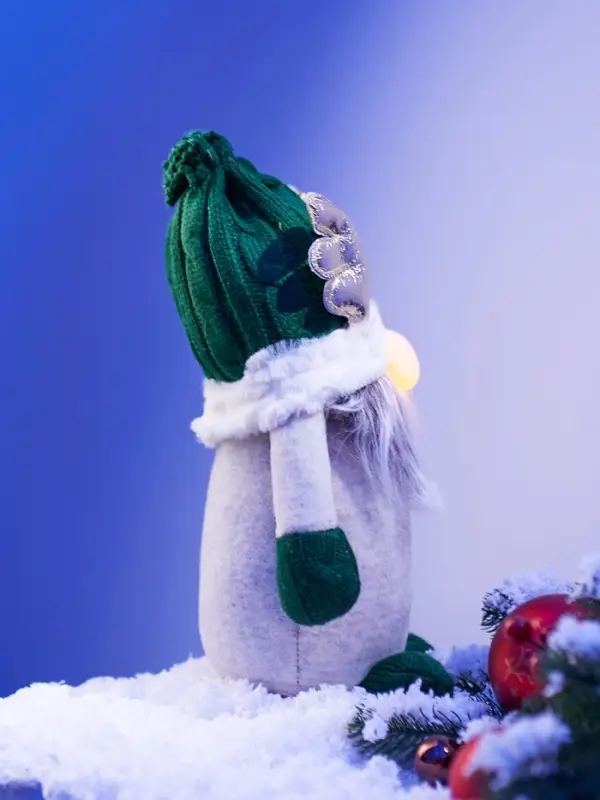 Фигура текстиль &laquo;Гном лосяш в зелёном&raquo; 33&times;12&times;18 см, 1 LED, от батареек AG13&times;3, свечение тёплое белое