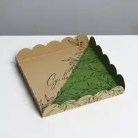 Коробка для печенья, кондитерская упаковка с PVC крышкой, &laquo;Крафт&raquo;, 18 х 18 х 3 см