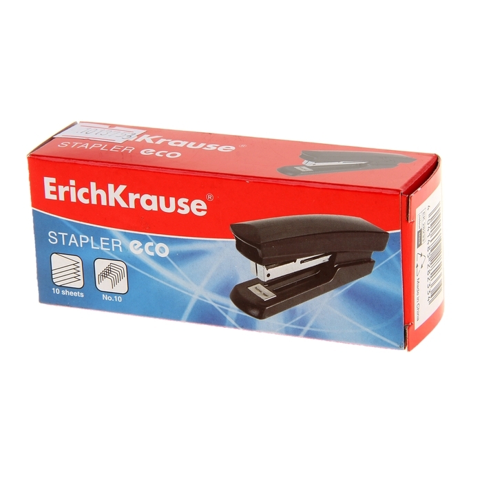 Степлер ErichKrause ECO № 10, до 20 листов, компактный, встроенный антистеплер, чёрный Степлер ErichKrause ECO № 10, до 20 листов, компактный, встроенный антистеплер, чёрный