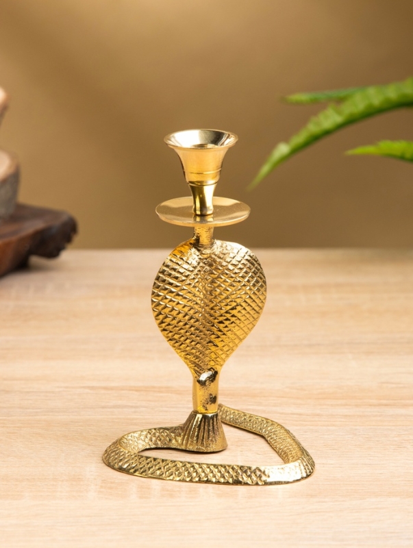 Подсвечник &laquo;Золотая кобра&raquo;, латунь, 8.5&times;11&times;12.5 см