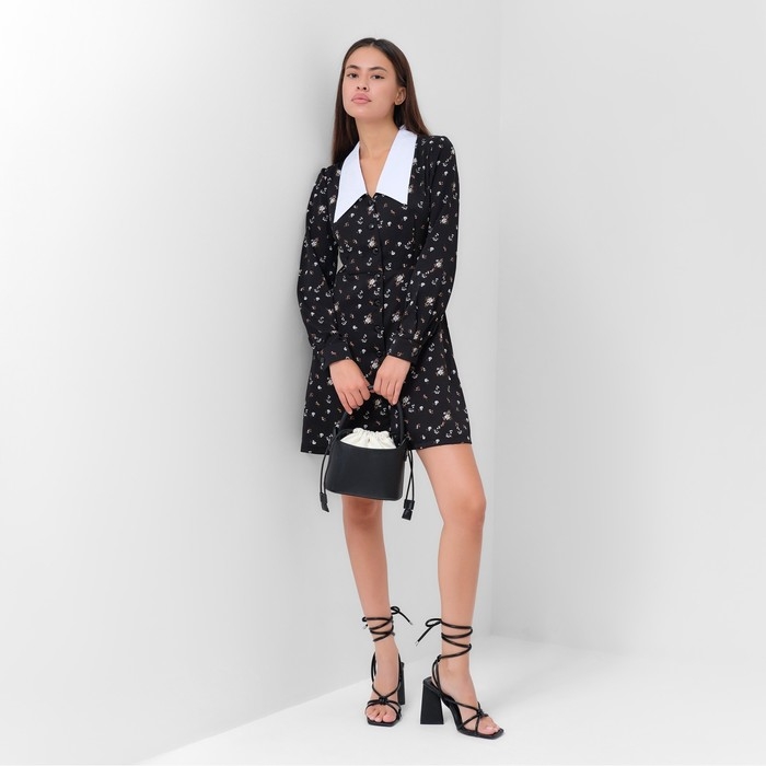 Платье женское с воротником MIST р. 46, черный Платье женское с воротником MIST р. 46, черный