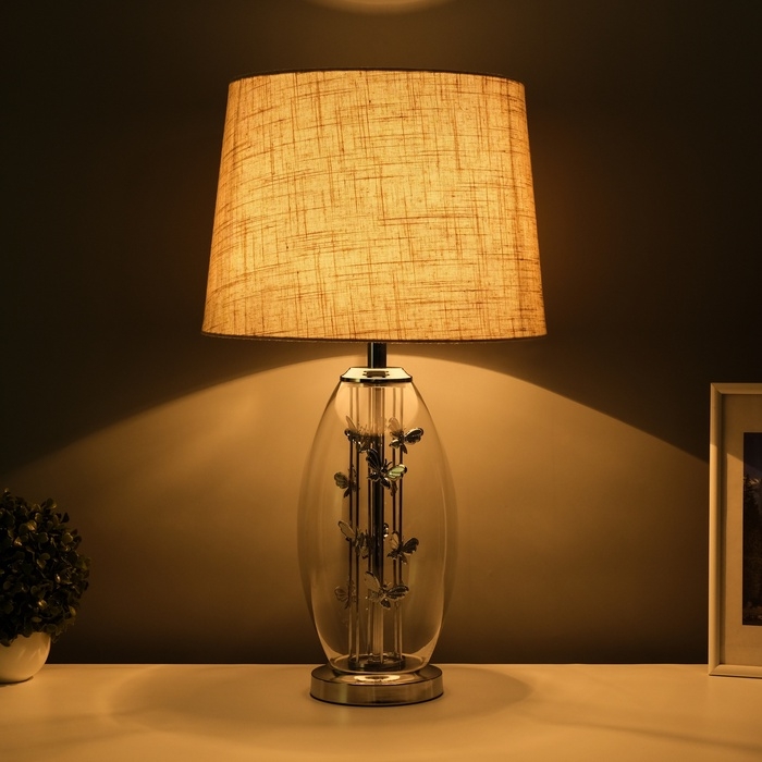 Настольная лампа с абажуром RISALUX &laquo;Морган&raquo;, Е27, 40 Вт, хром, 35&times;35&times;62.5 см
