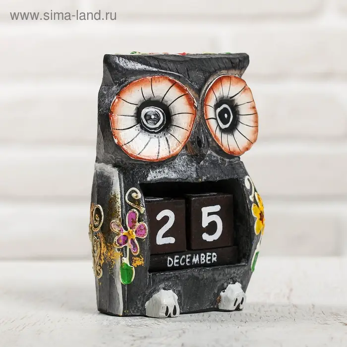 Деревянный календарь "Сова" 8,5х6х13 см