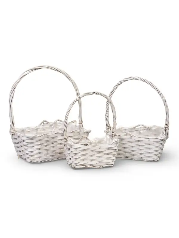 Набор корзин 3 шт, 39х20х14, 26х17х13, 21х13х11  лоза белый