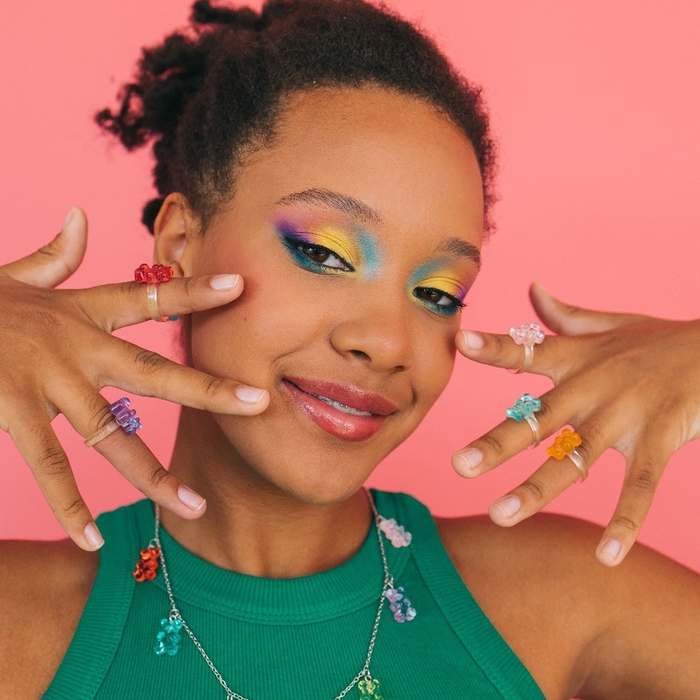 Колье «Мармеладный мишка» компания, цветное в серебре, 50 см Колье «Мармеладный мишка» компания, цветное в серебре, 50 см