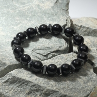 Браслет шар №10 через гематит &laquo;Агат чёрный&raquo;, d=5,5 см